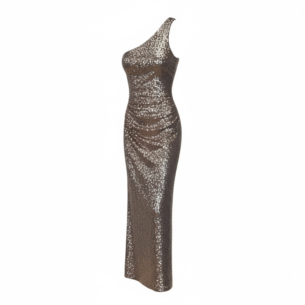 Size 10 Nicole Miller One Shoulder Sequin Evening Dress – The Revolving Closet