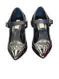 Black Quilted Leather Mary Jane Heels w/Metal toe & studs