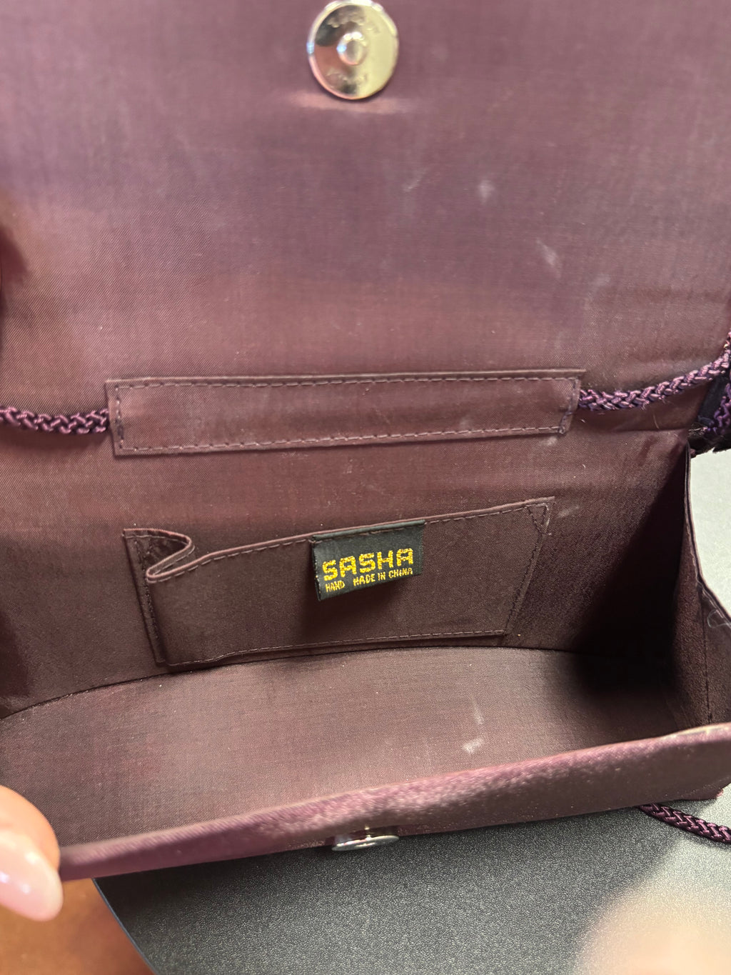 Elegant Purple Rose-Embellished Handbag