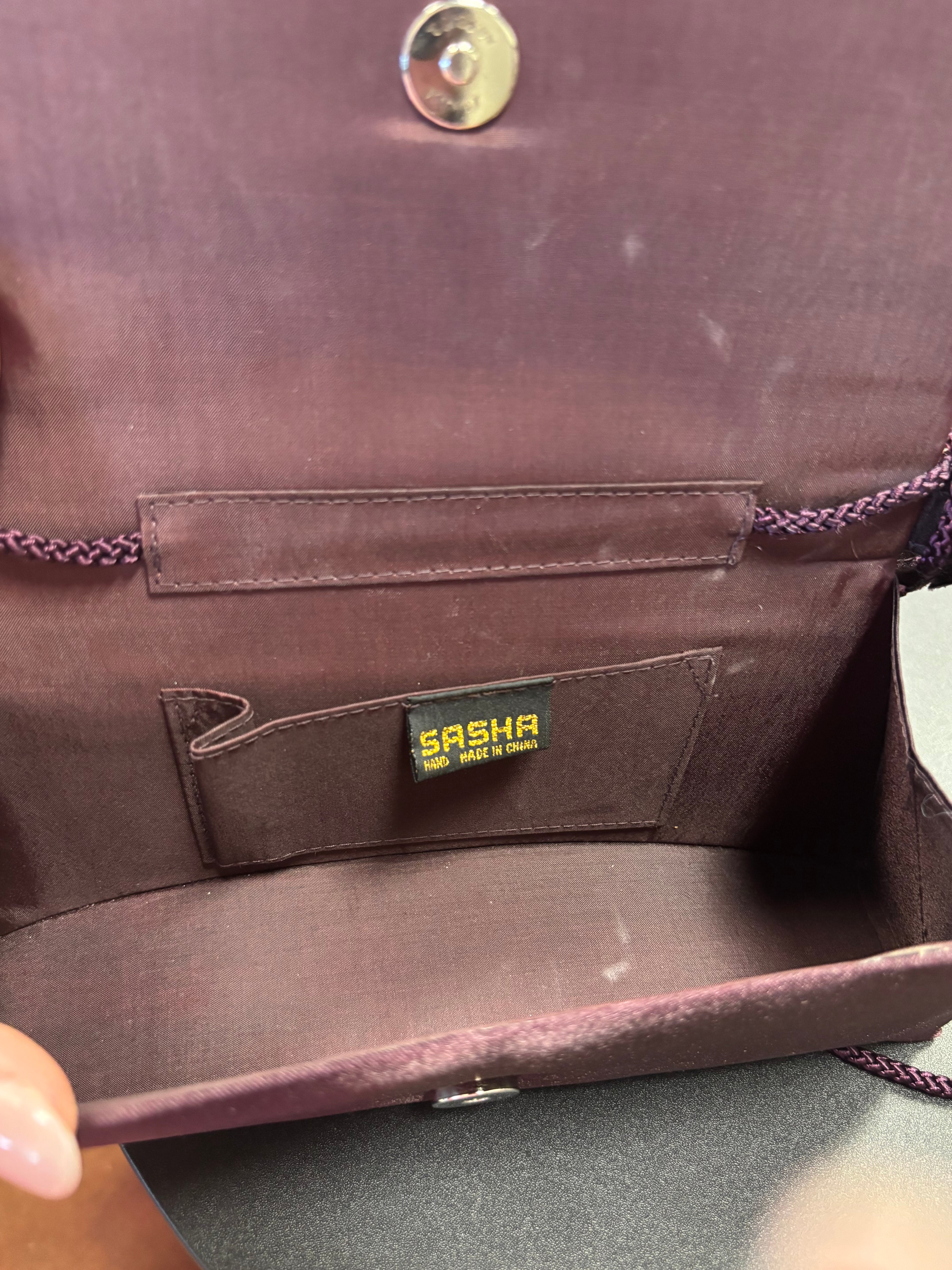 Elegant Purple Rose-Embellished Handbag