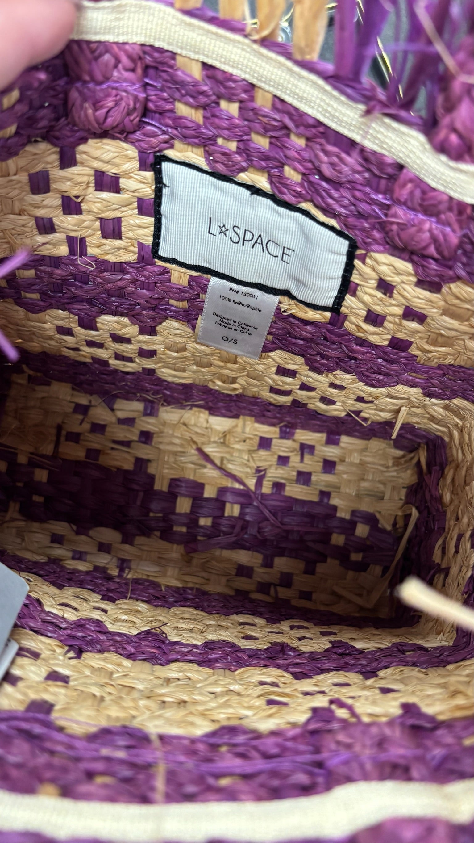 Handwoven Purple and Yellow Straw Tote Bag