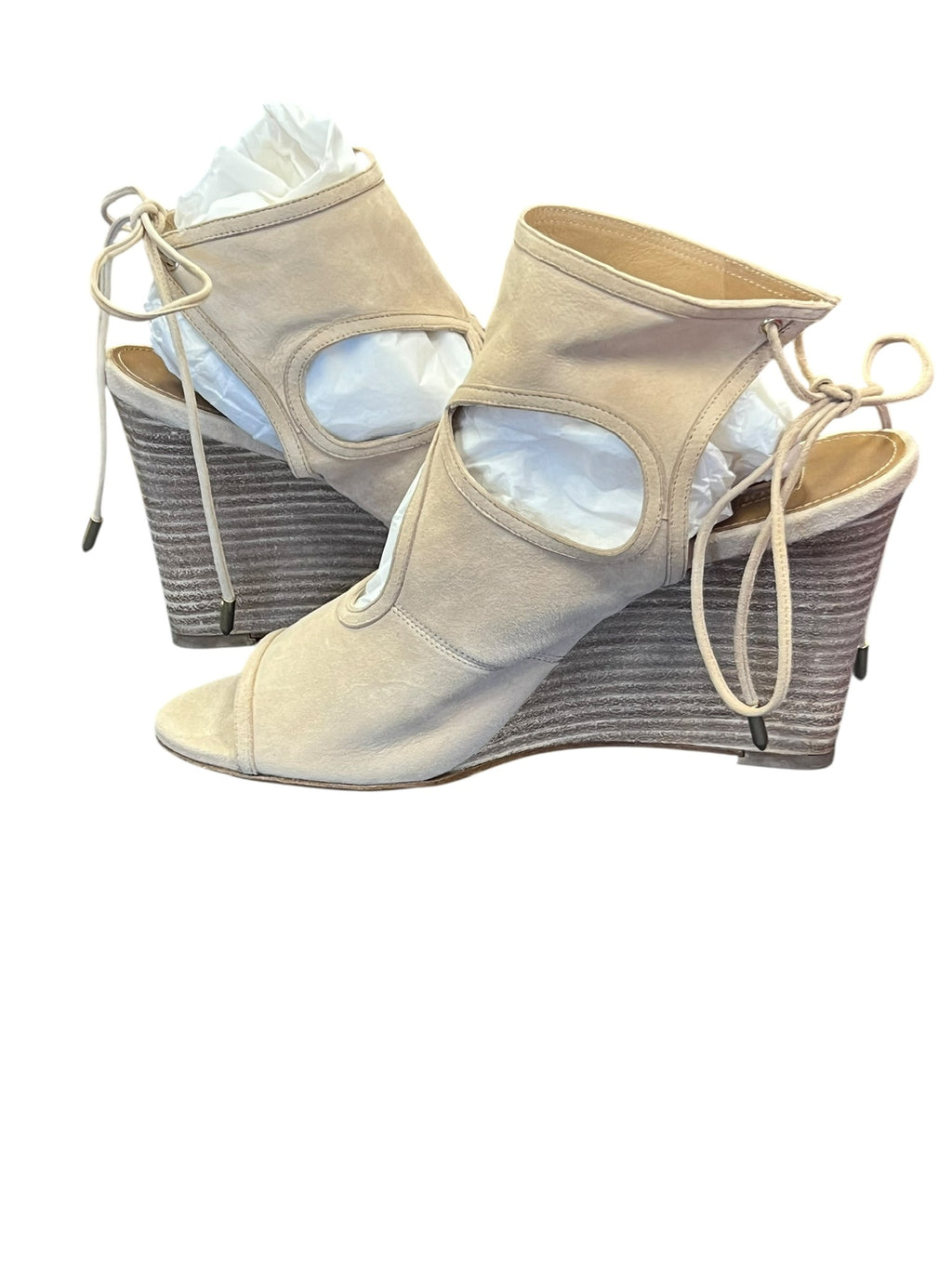 Beige Open-Toe Wedge Sandals