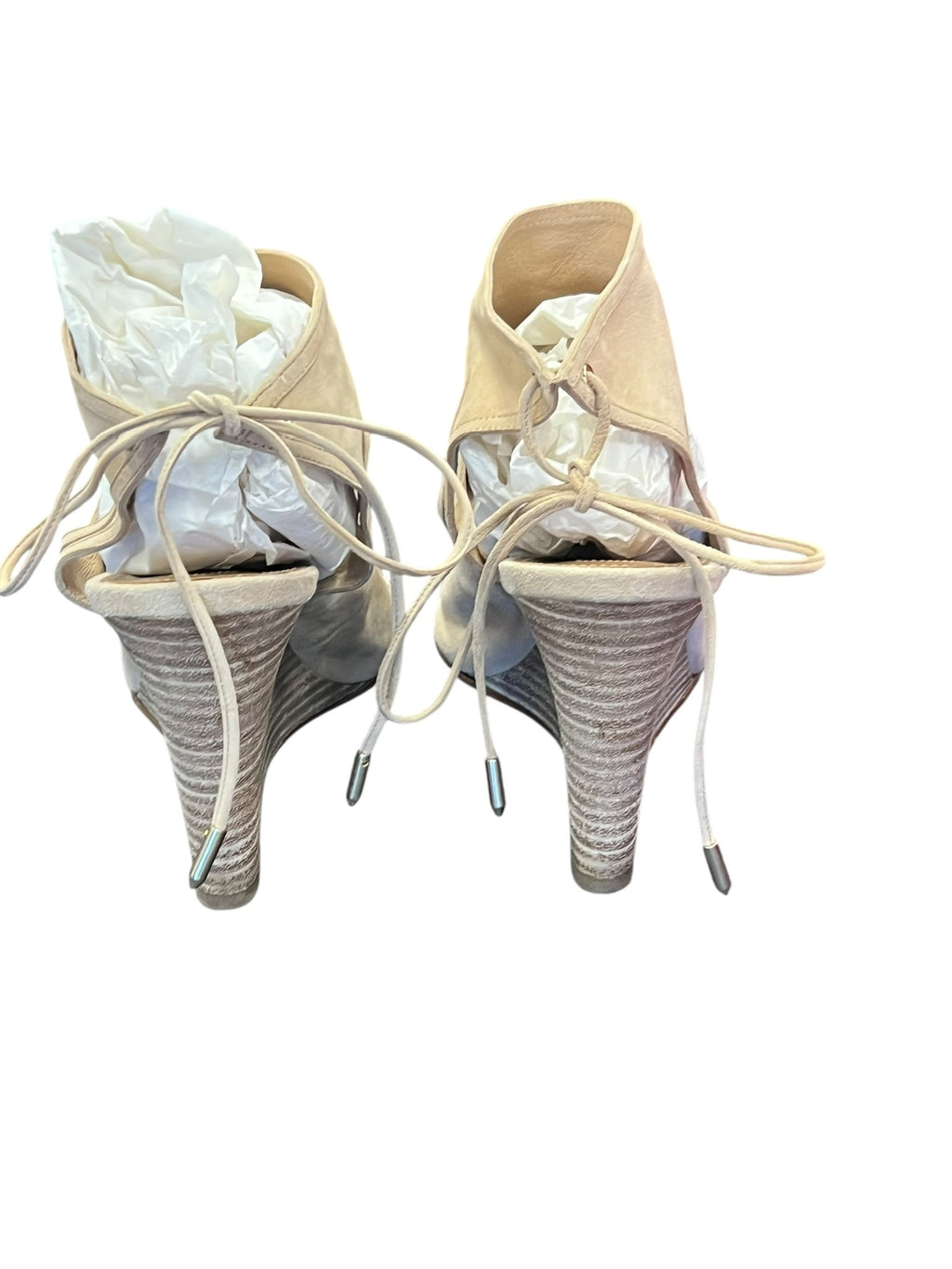 Beige Open-Toe Wedge Sandals