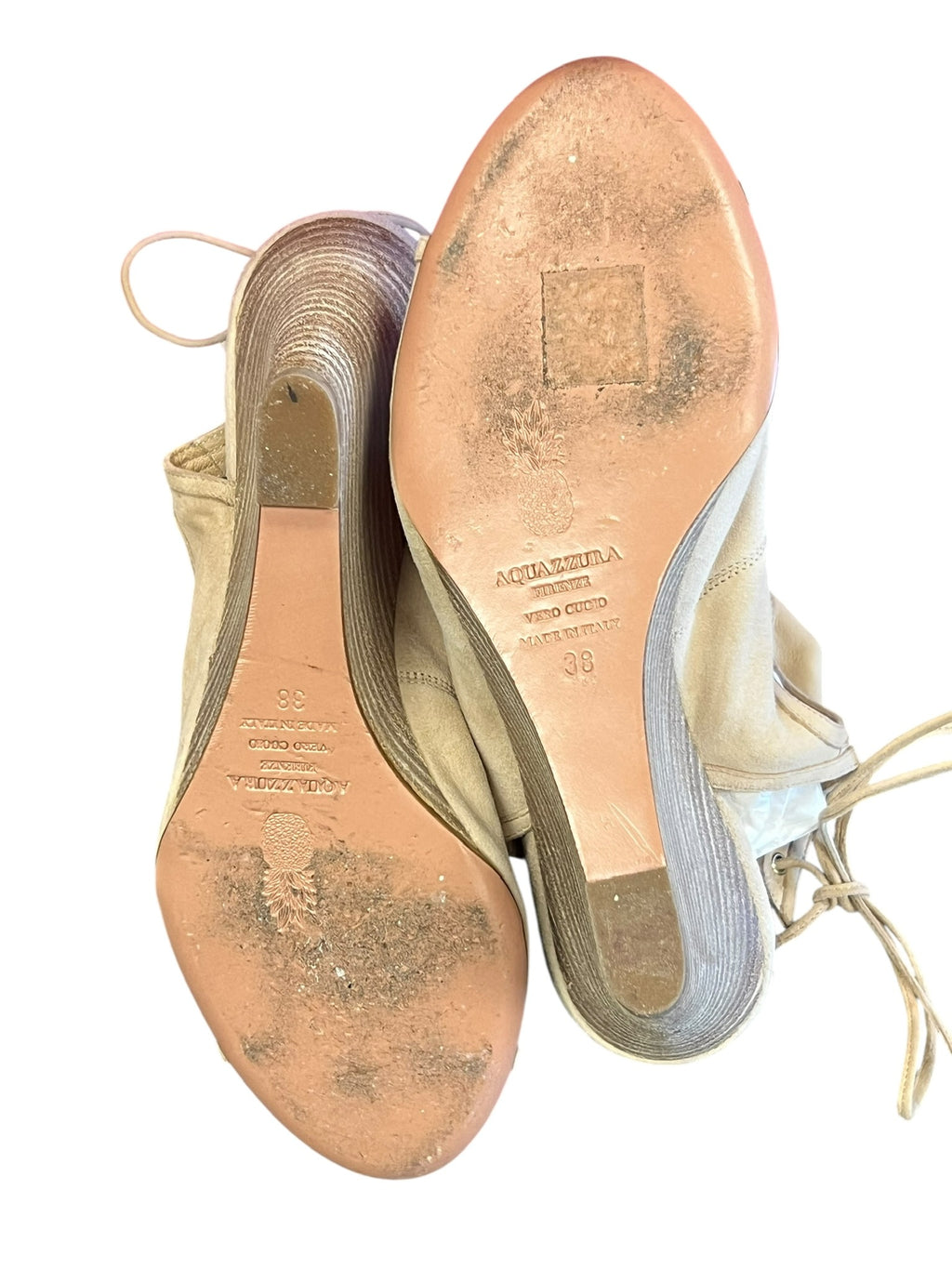 Beige Open-Toe Wedge Sandals