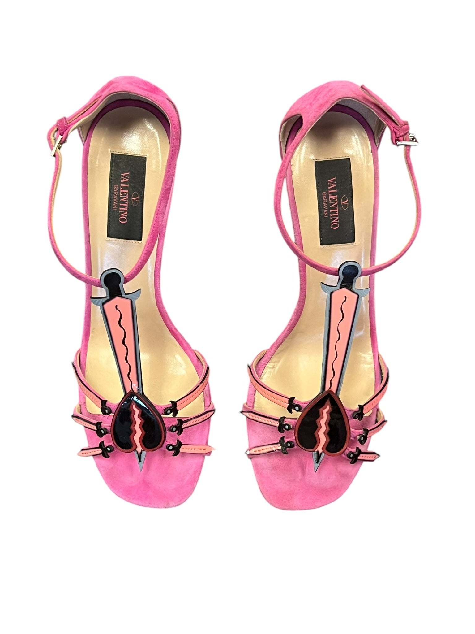 SIZE 38.5 Valentino Pink Suede High Heels