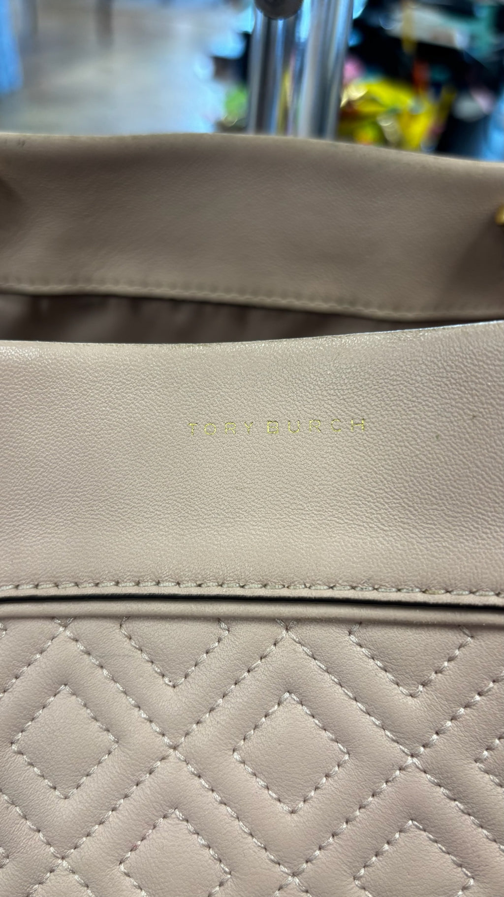 Tory Burch Quilted Pink Tote Bag