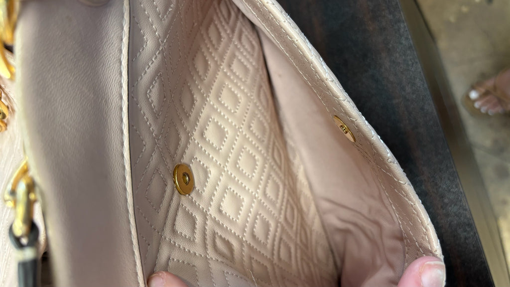 Tory Burch Quilted Pink Tote Bag