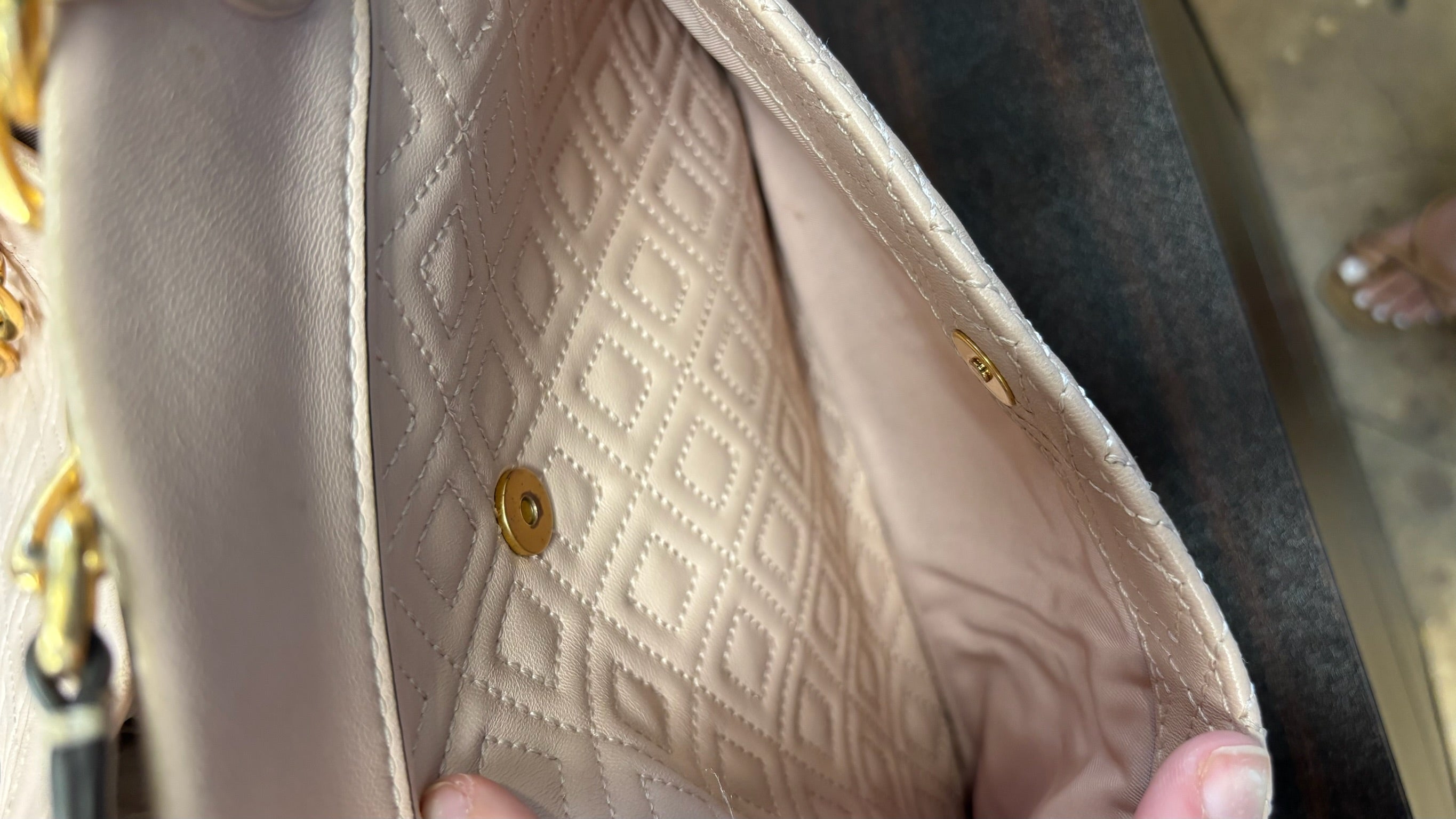 Tory Burch Quilted Pink Tote Bag