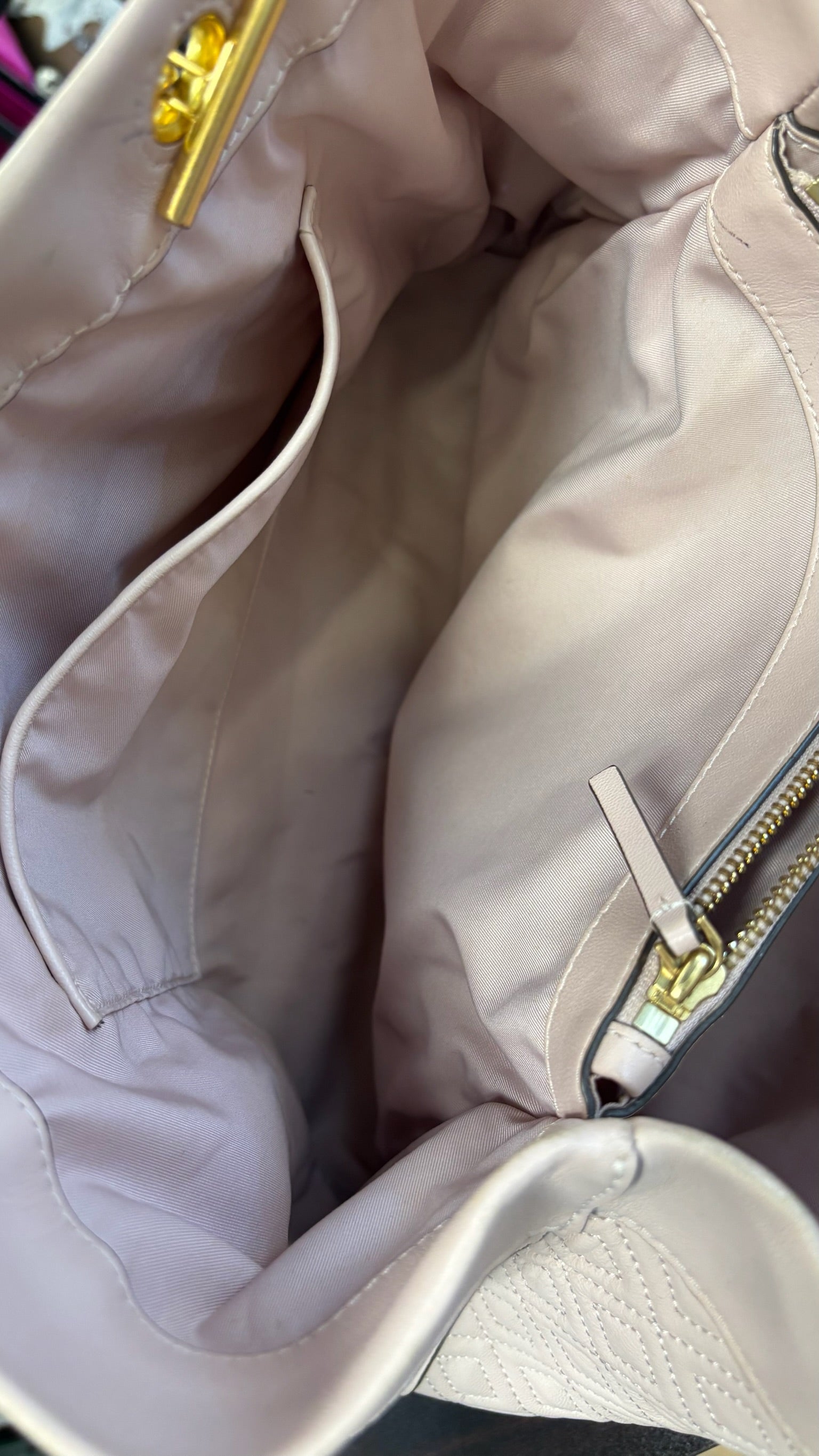 Tory Burch Quilted Pink Tote Bag