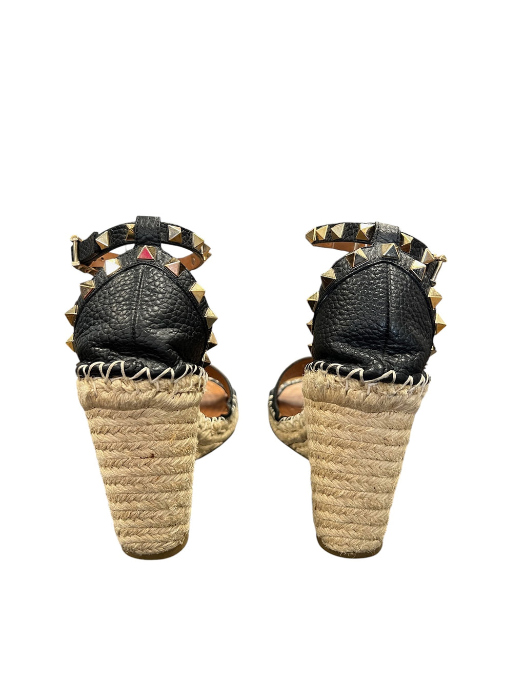 Size 38- Valentino Black Espadrille Style Heels with Studs