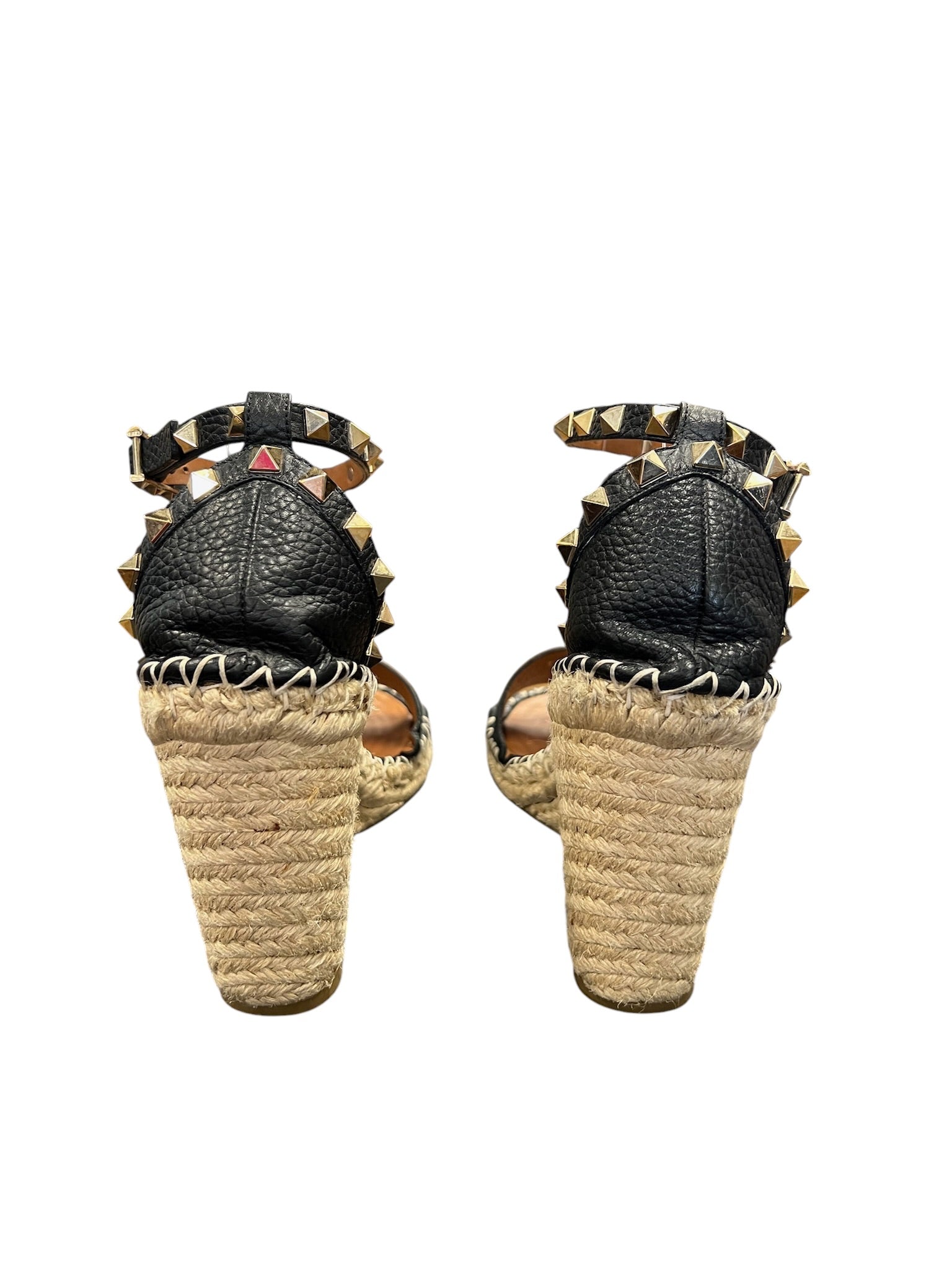 Size 38- Valentino Black Espadrille Style Heels with Studs