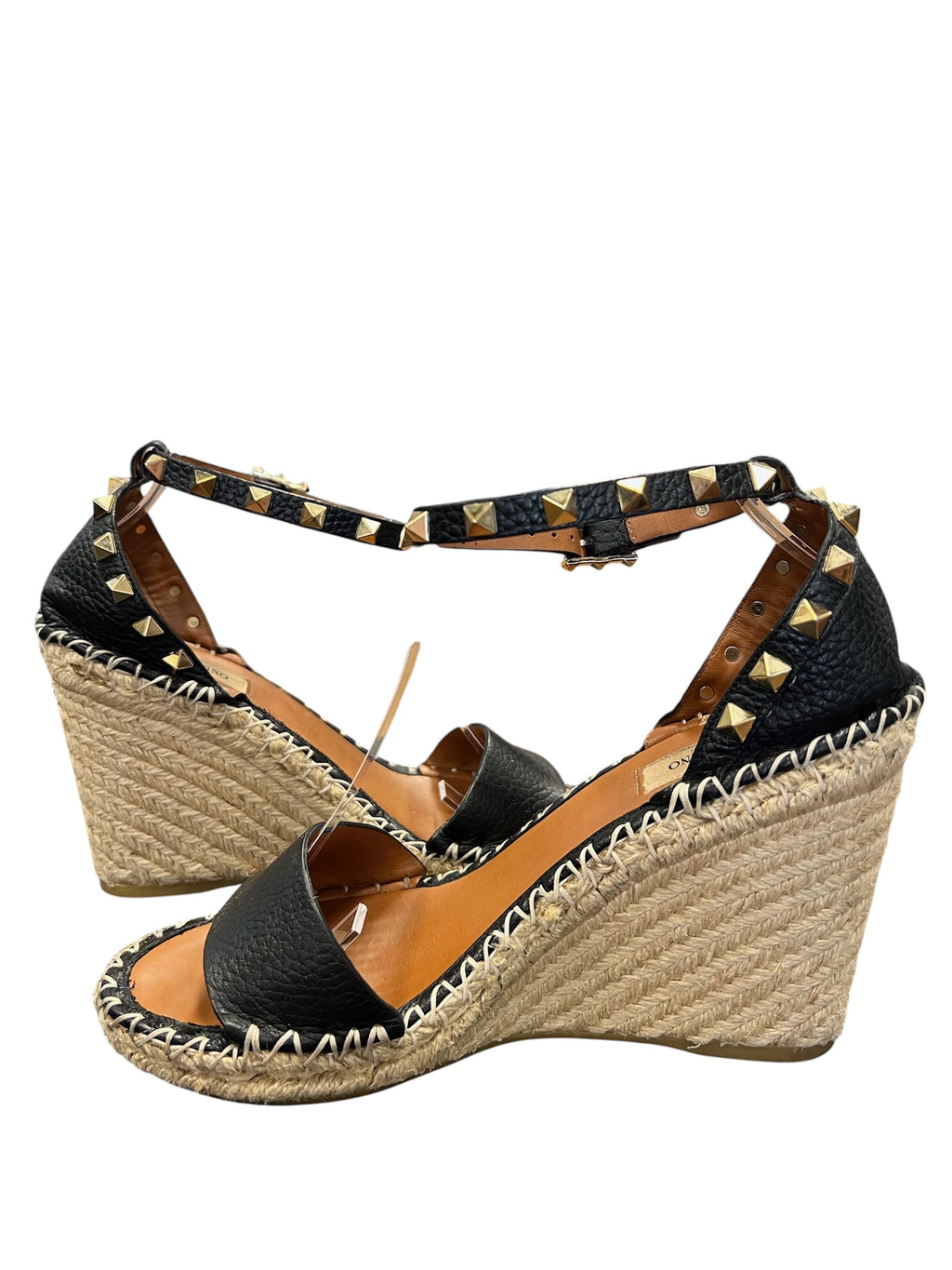 Size 38- Valentino Black Espadrille Style Heels with Studs
