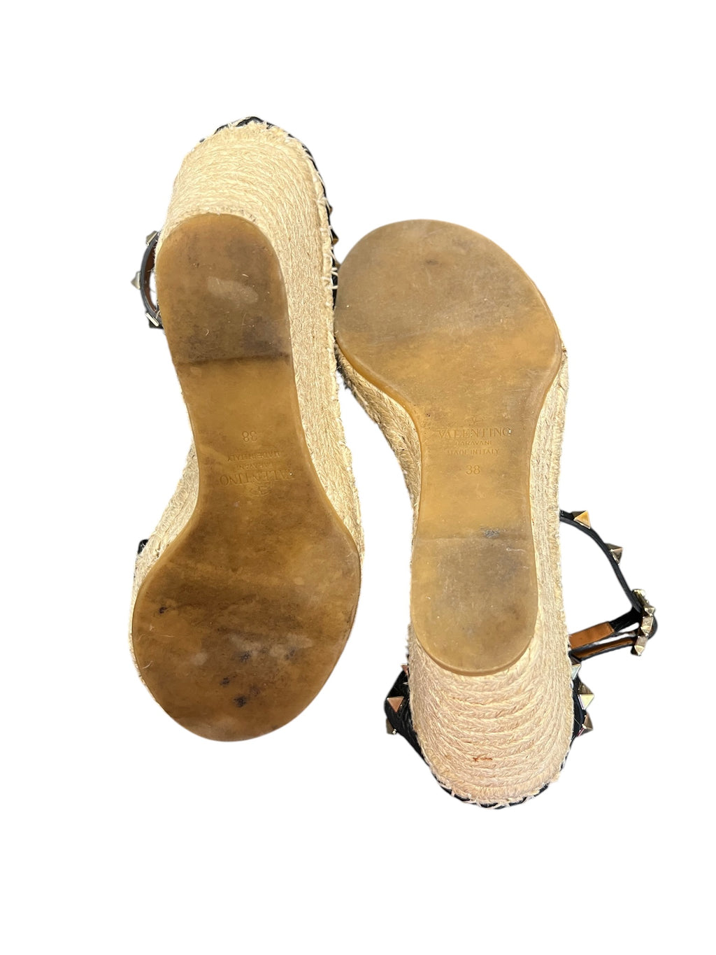 Size 38- Valentino Black Espadrille Style Heels with Studs