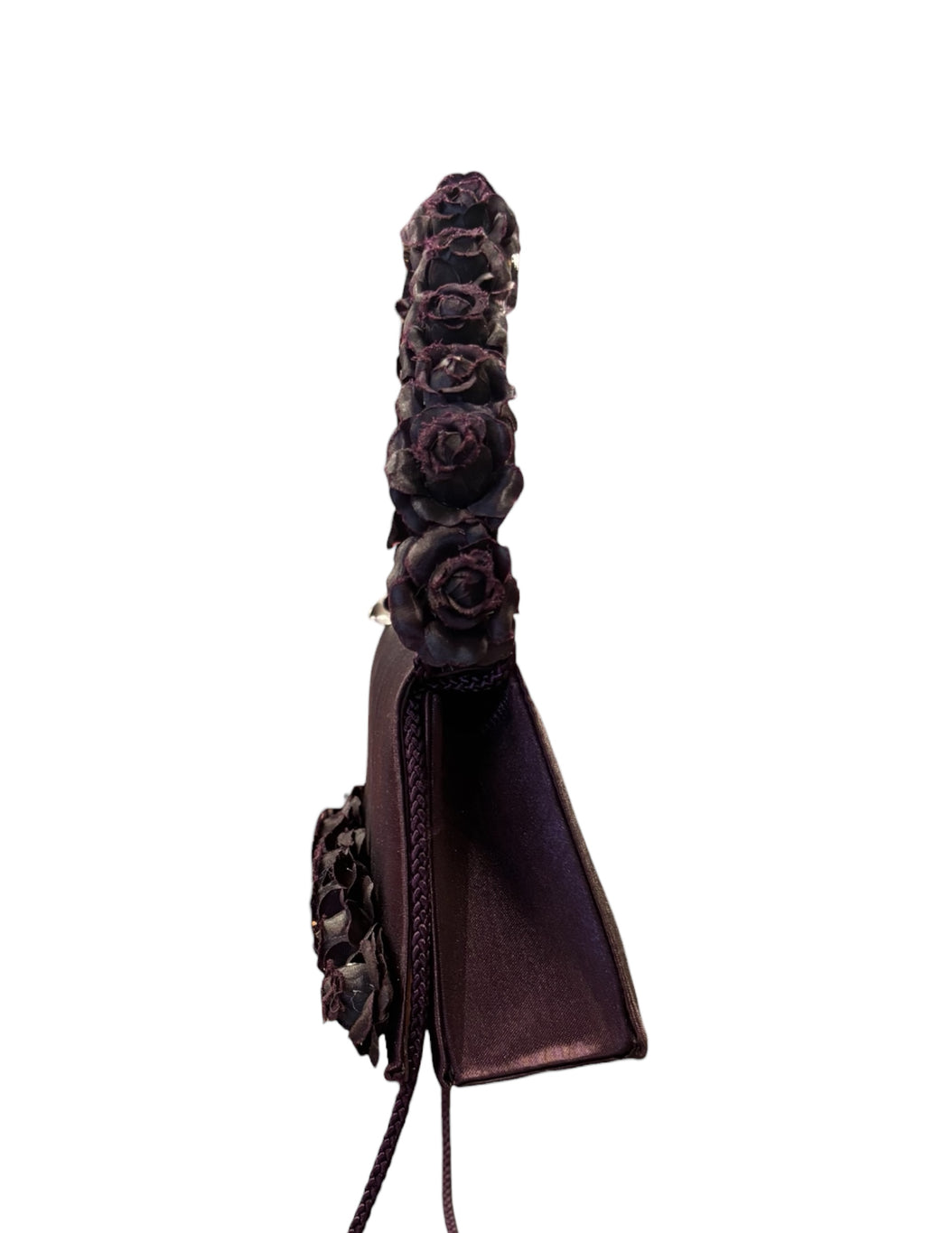 Elegant Purple Rose-Embellished Handbag