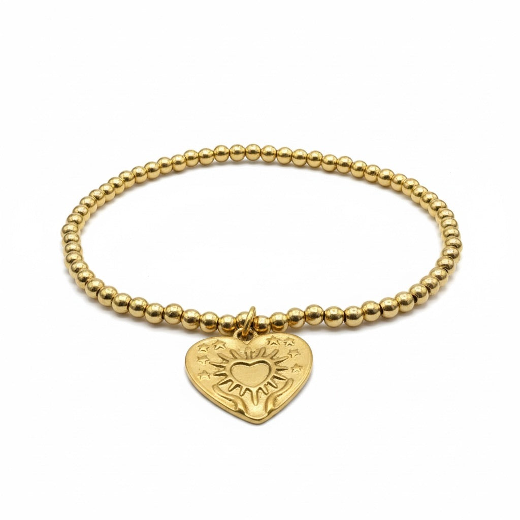 Gold Heart Charm Bracelet