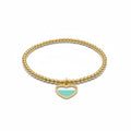 Gold Beaded blue Heart Pendant Bracelet