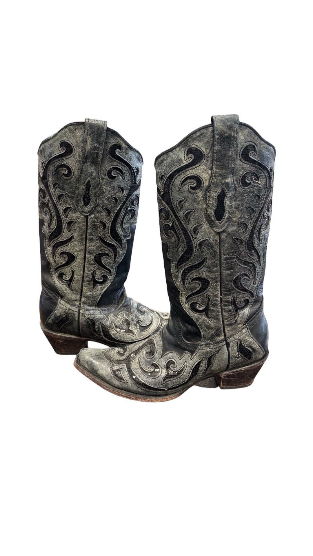 SIZE 8 Corral Vintage Black Western Boots with Embroidery