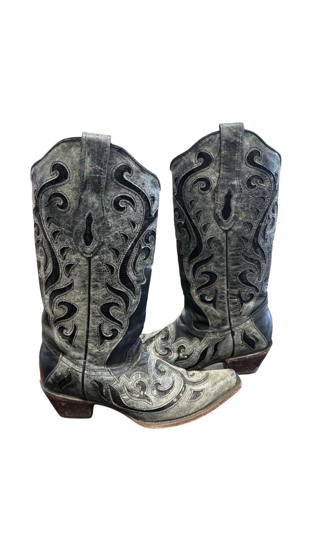 SIZE 8 Corral Vintage Black Western Boots with Embroidery