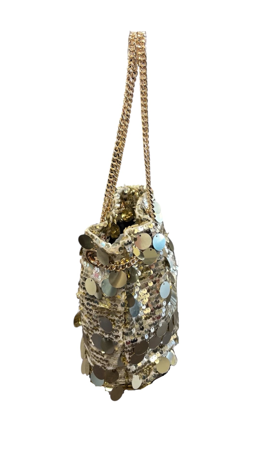 Gold Sequin Bucket Bag