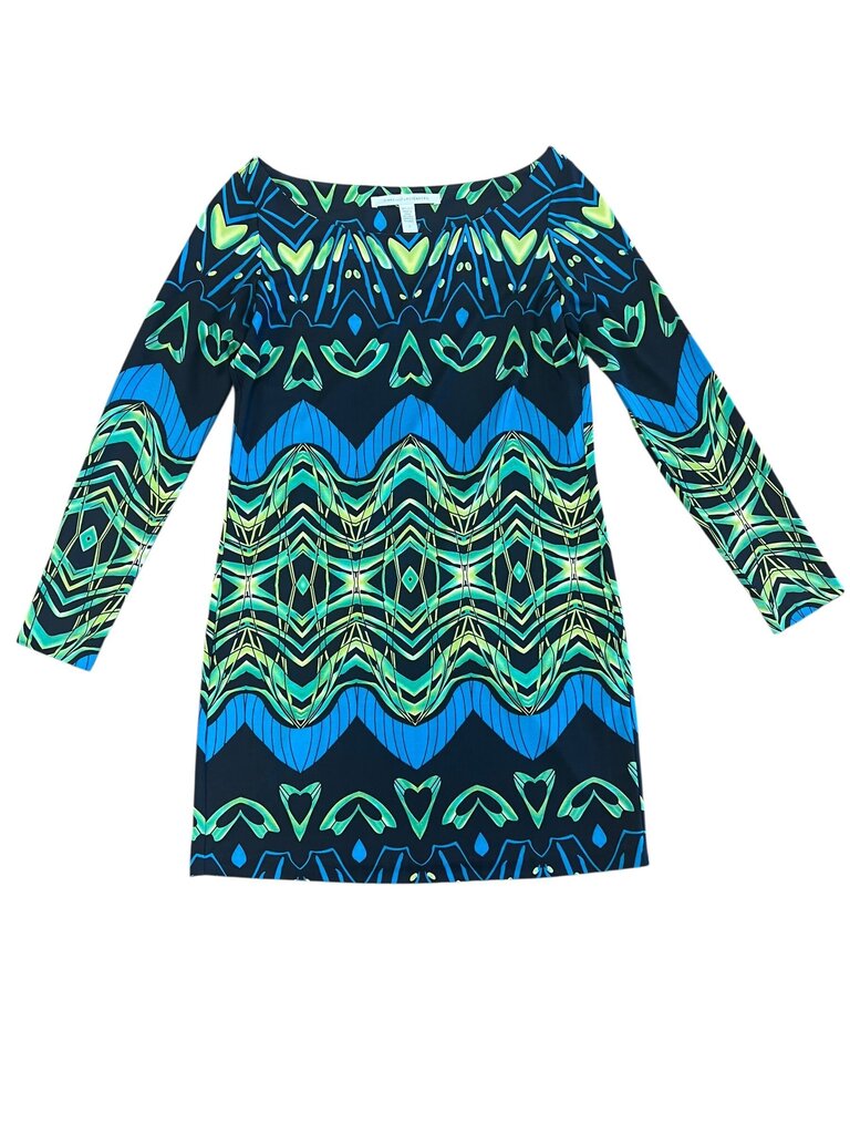 Diane von Furstenberg Silk Dress with Blue and Green Pattern