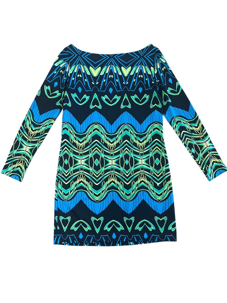 Diane von Furstenberg Silk Dress with Blue and Green Pattern