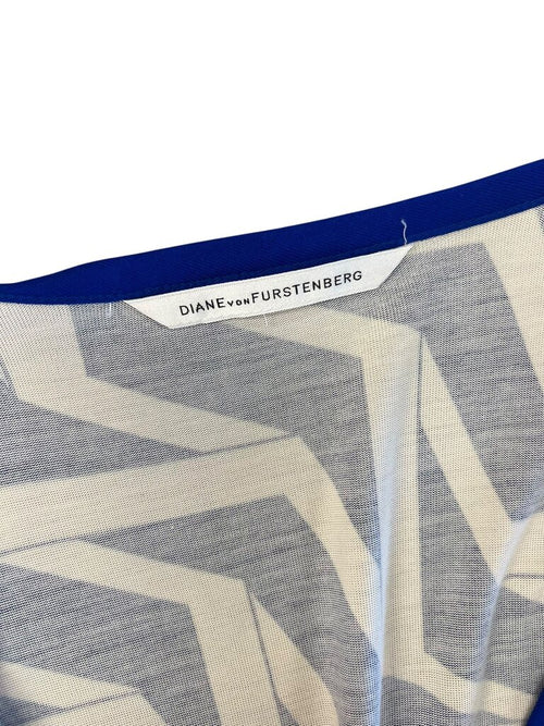 Diane von Furstenberg Blue and White Chevron Wrap Dress