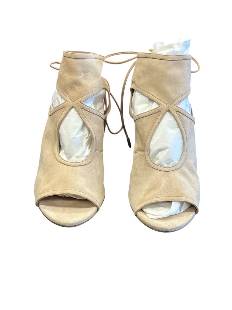 Beige Open-Toe Wedge Sandals