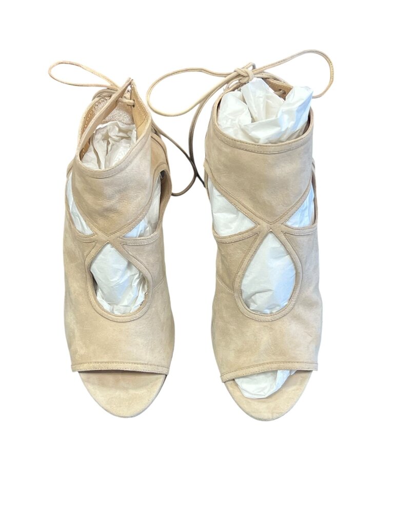 Beige Open-Toe Wedge Sandals