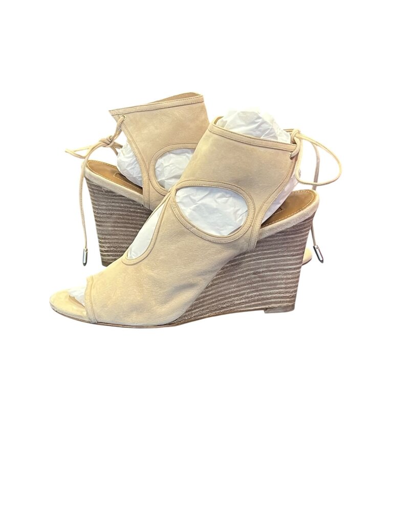 Beige Open-Toe Wedge Sandals