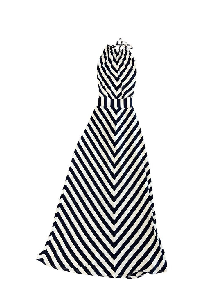 Navy and White Striped Maxi Dress