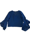 Fifteen Twenty Navy Blue Bell Sleeve Top