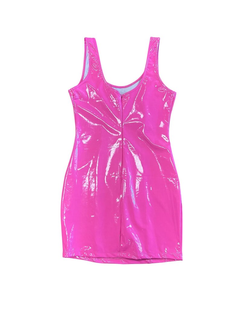 Shiny Pink Bodycon Mini Dress