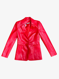 Alice + Olivia Red Leather Blazer
