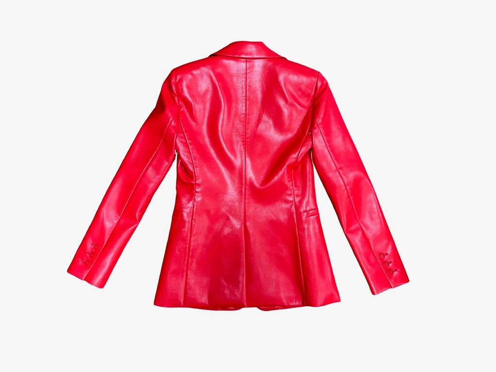 Alice + Olivia Red Leather Blazer