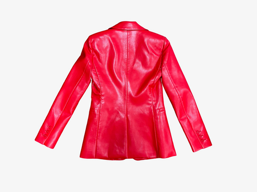 Alice + Olivia Red Leather Blazer