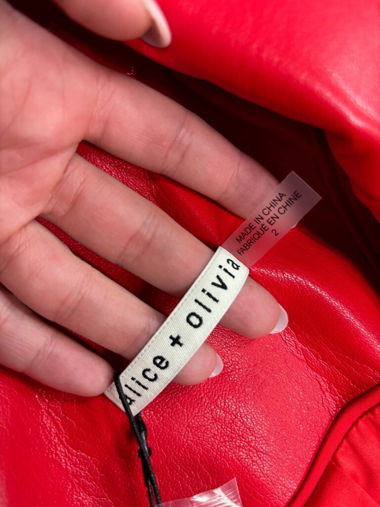 Alice + Olivia Red Leather Blazer
