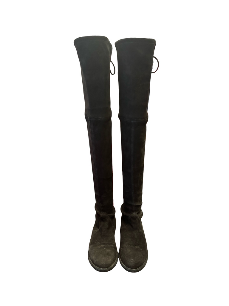 Stuart Weitzman SIZE 7.5 Black Suede Over-The-Knee Boots