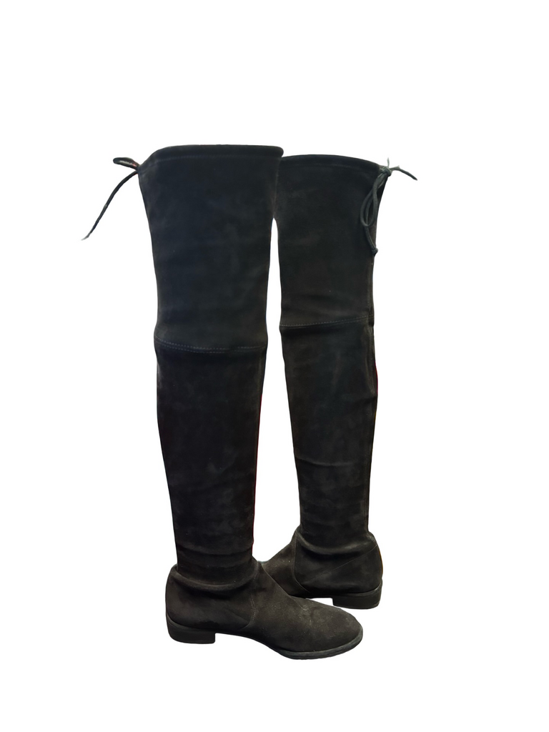 Stuart Weitzman SIZE 7.5 Black Suede Over-The-Knee Boots