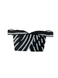 Black and White Striped Off-Shoulder Top and Wide-Leg Pants Set