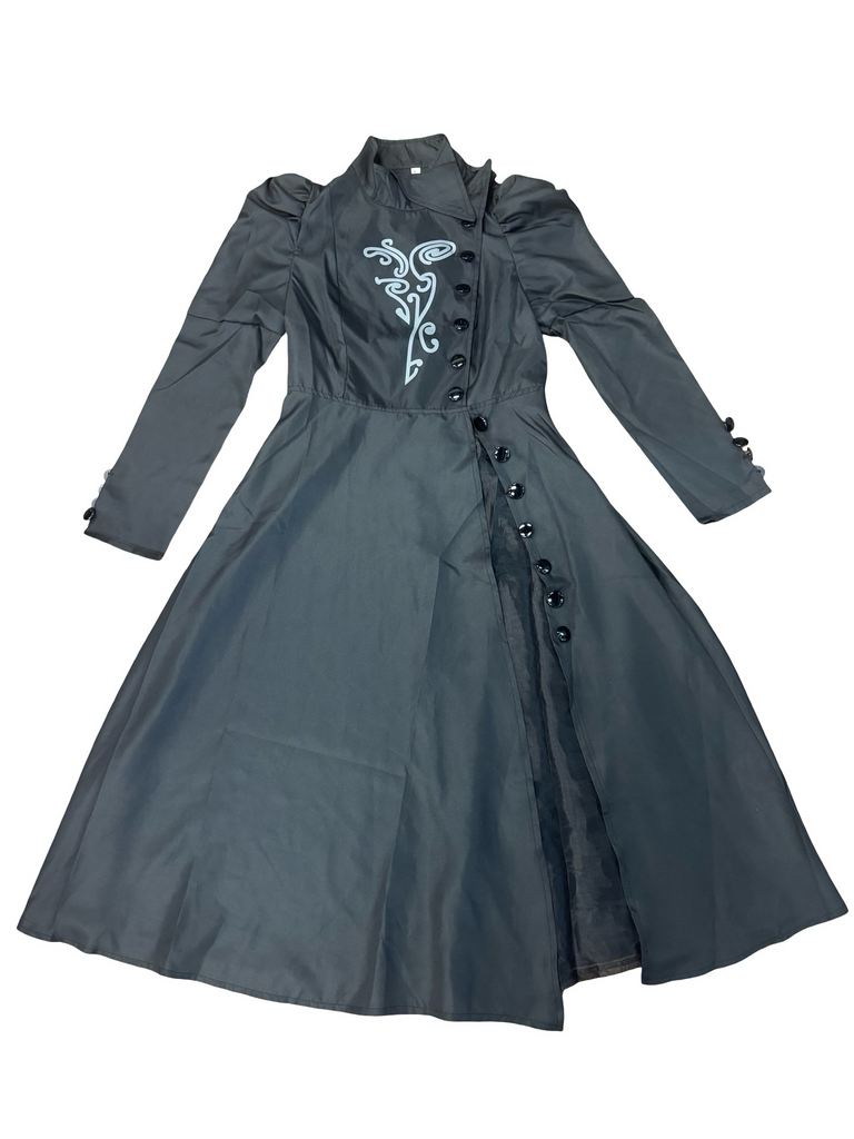 L- Elegant Black Long dress with Embroidered Design