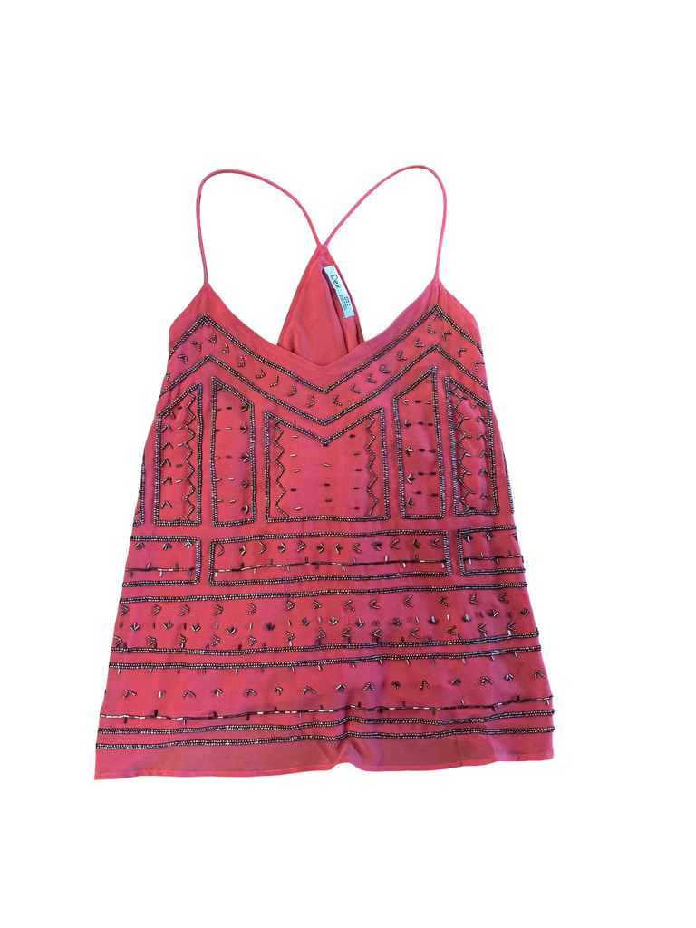 Dex Pink Spaghetti Strap Embellished Top