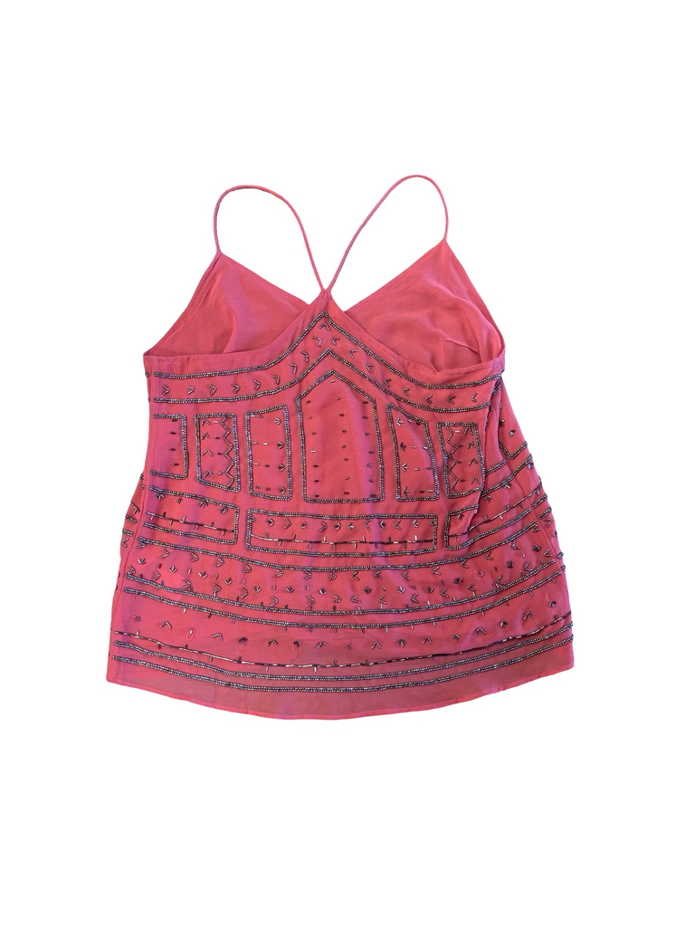 Dex Pink Spaghetti Strap Embellished Top