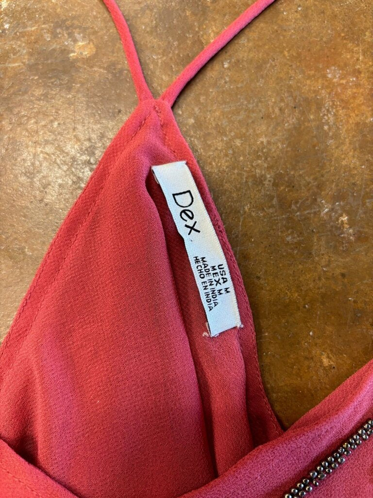 Dex Pink Spaghetti Strap Embellished Top