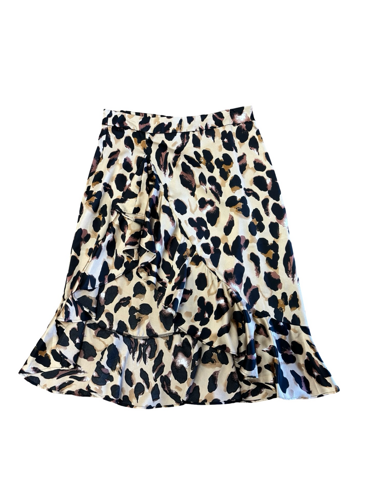 Leopard Print Flowy Ruffled Skirt