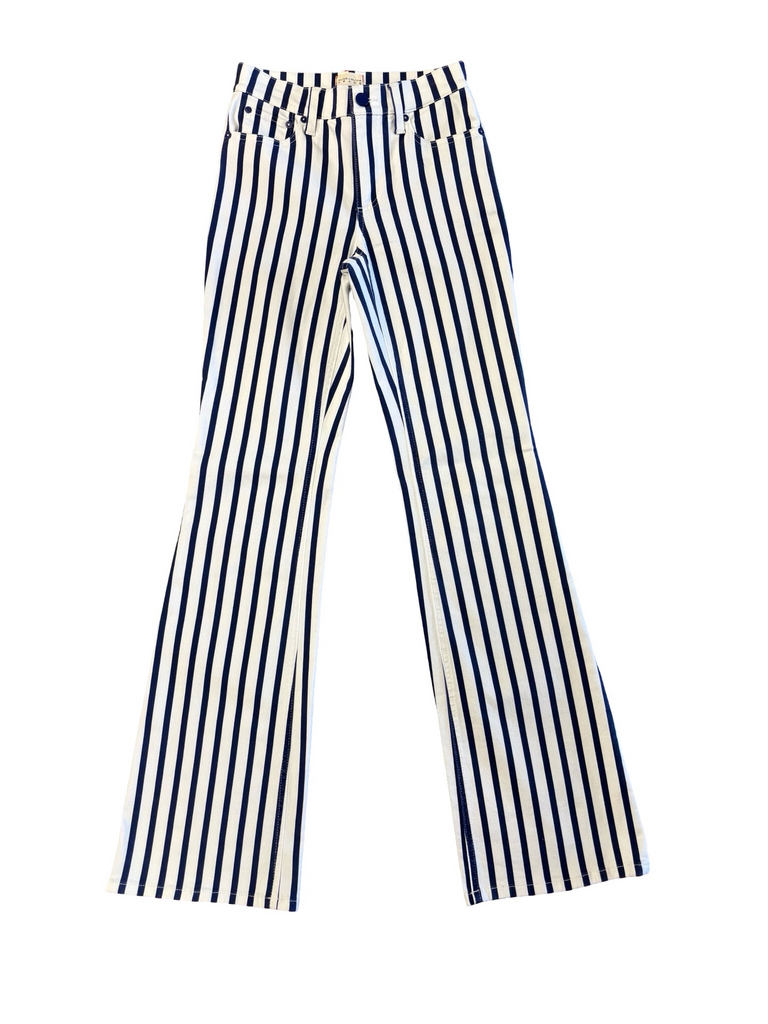 Alice + Olivia Striped Wide-Leg Jeans