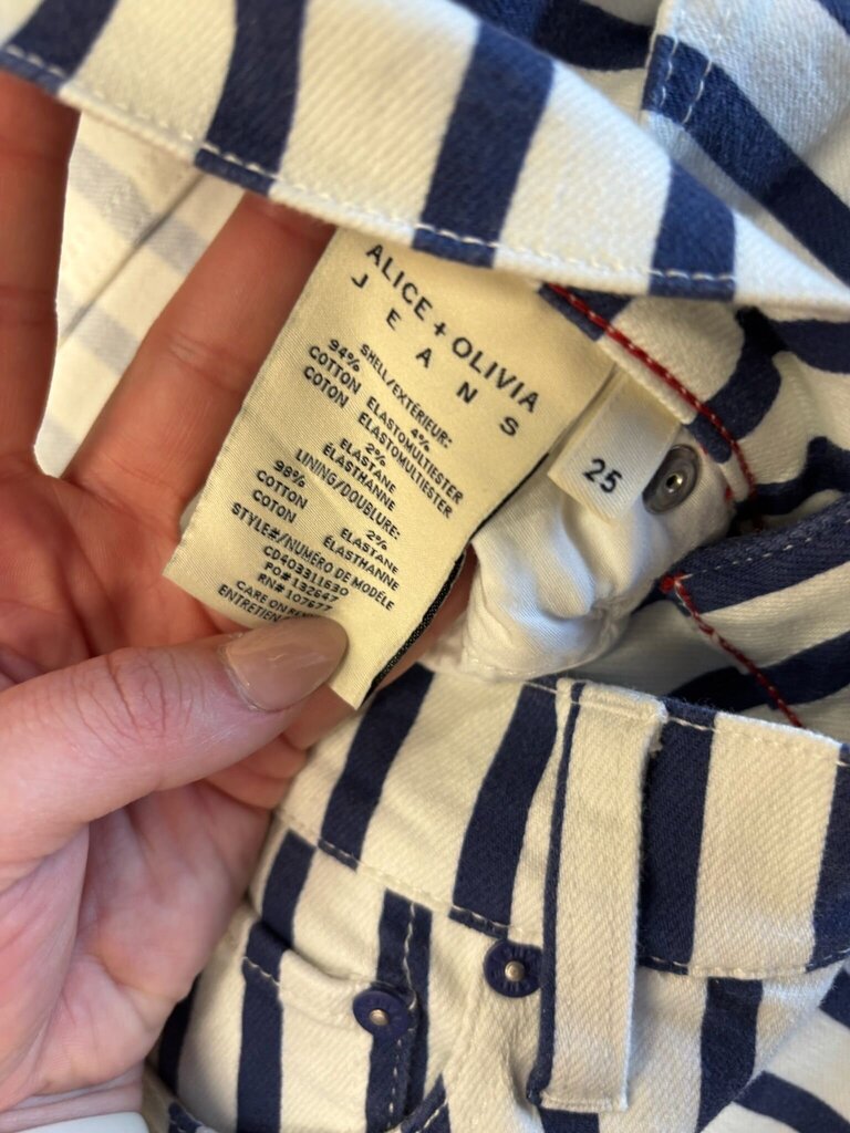 Alice + Olivia Striped Wide-Leg Jeans