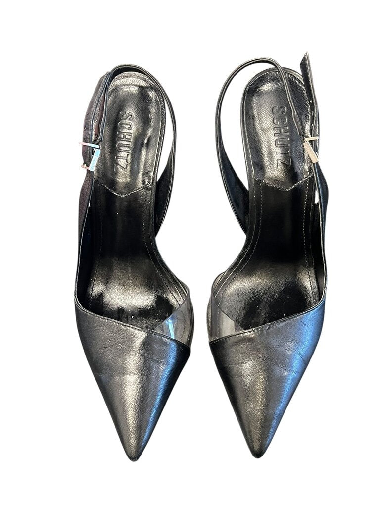 Schutz Black Slingback Heels