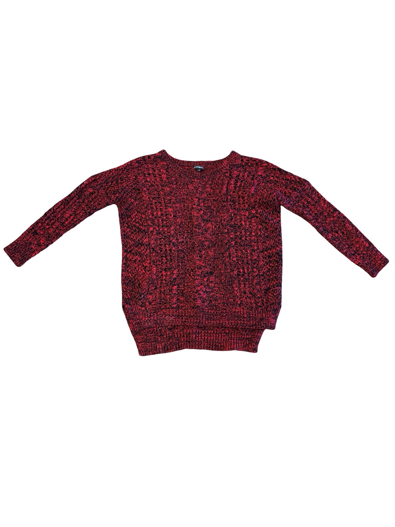 Express Women's Red and Black Knit Sweater