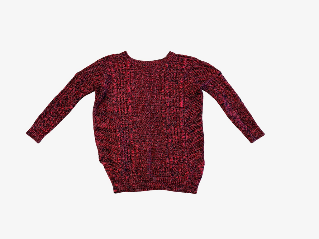 Express Women's Red and Black Knit Sweater