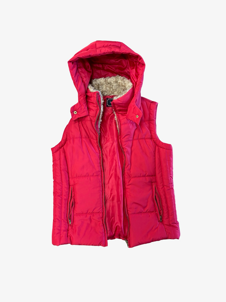 L- Love Tree Red Hooded Puffer Vest